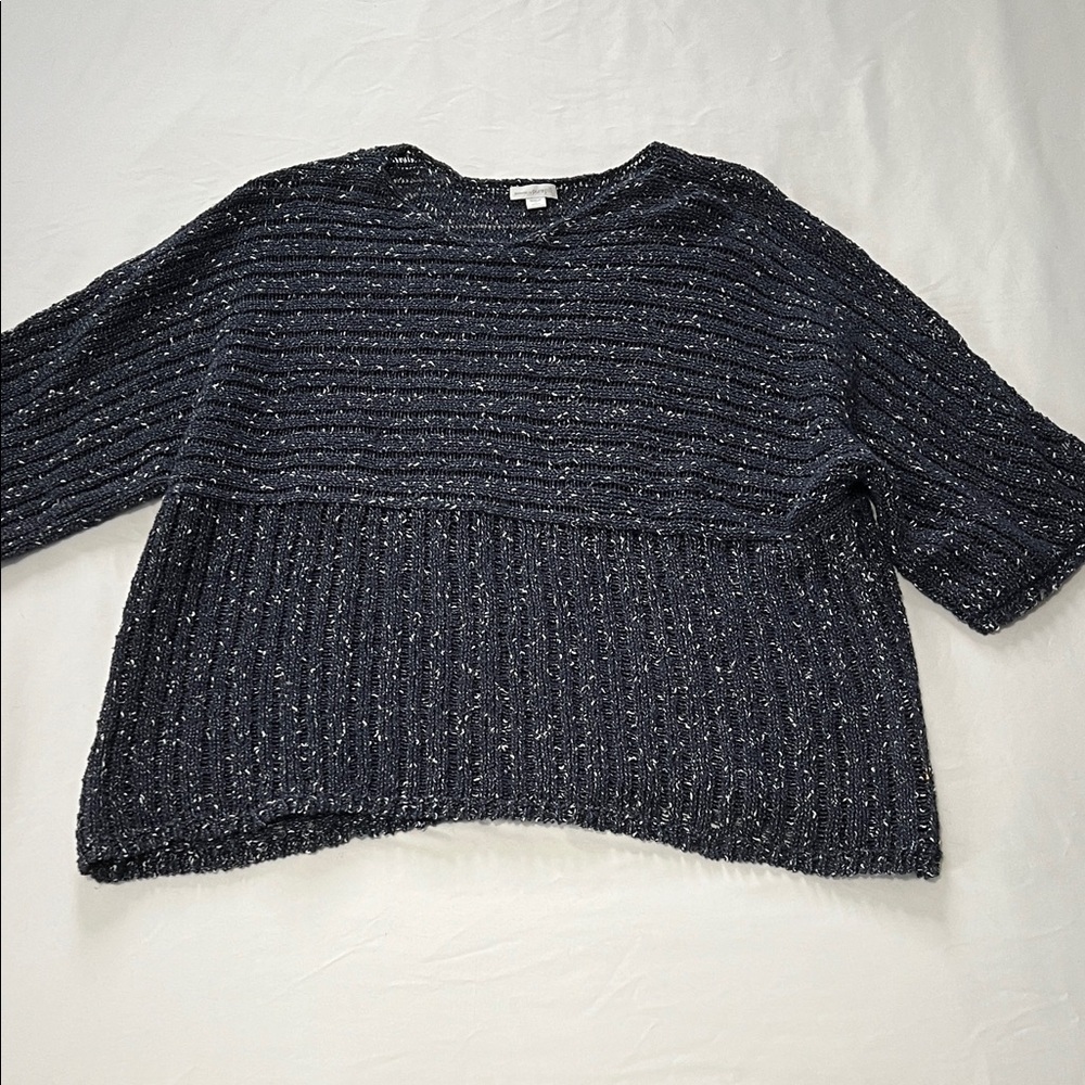 Pure Jill Navy/White Marled Kimono Sweater